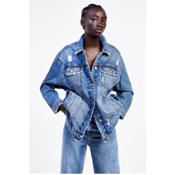 ZARA Ripped Jean Jacket - Picture 3 of 12